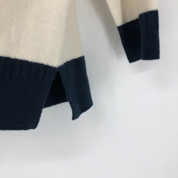 Rag & Bone Aubree Ivory / Navy Colorblock Cashmere Funnel Neck Sweater size XXS - Picture 11 of 16